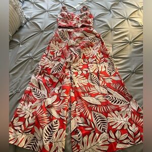 2 Piece Linen Wide Leg Pants Set Size Small